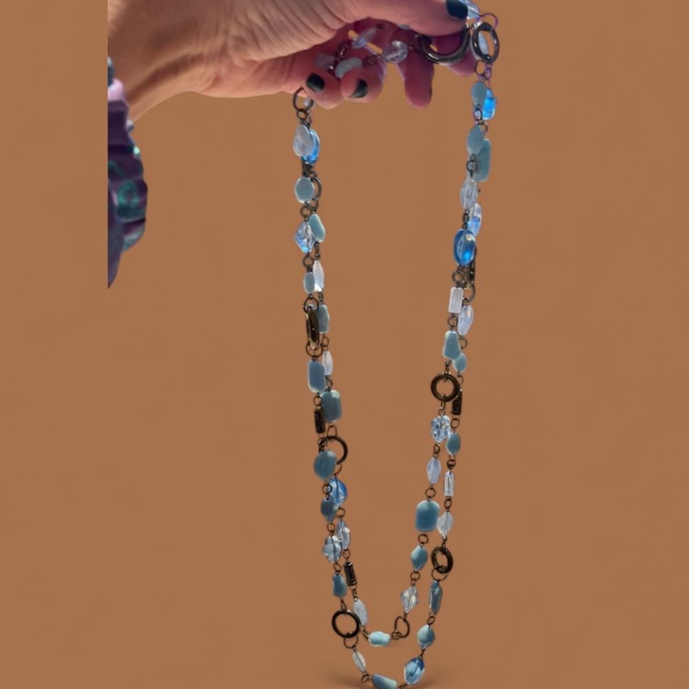 Elegant Blue and Silver Beaded Necklace